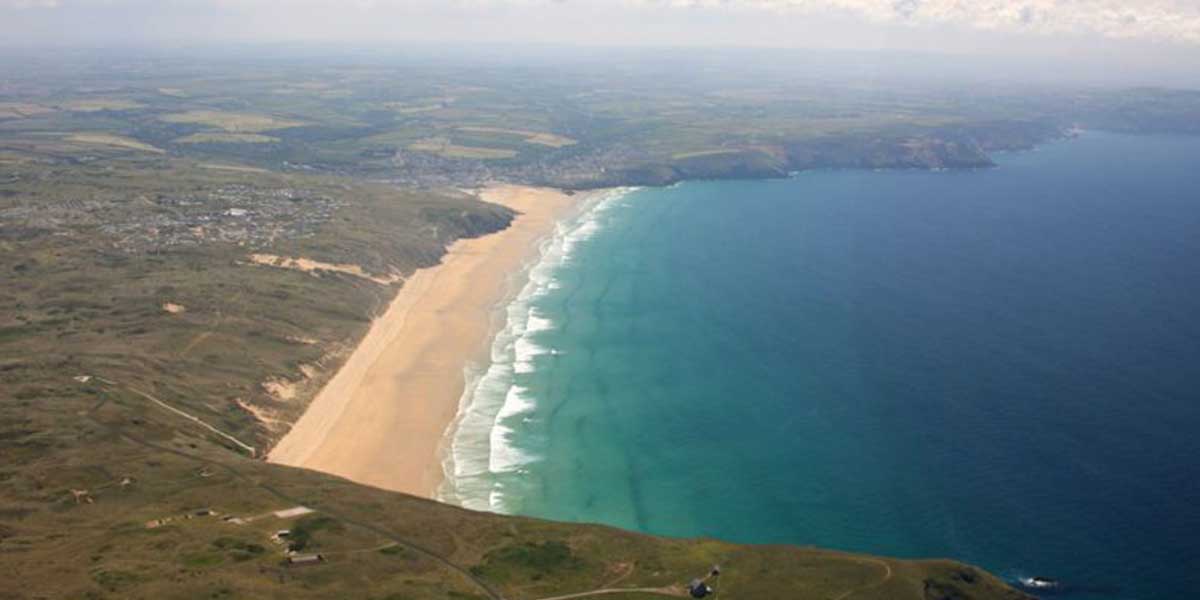 Evening light across the sand dunes at Perranporth